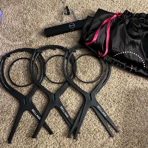Bellami Wig stands, extension hanger and 2 silk wig bags